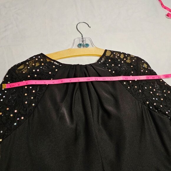 NWOT Alyce Paris Elegant Blk Evening Gown W/Rhinestone Accent & Sequined Sleeves - Picture 13 of 13